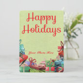 Weihnachten präsentiert Happy Holiday Flat Card Ankündigung (Stehend Vorderseite)