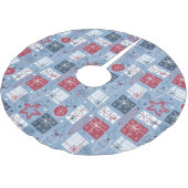Weihnachten präsentiert Red White Blue festliche D Polyester Weihnachtsbaumdecke (Schrägansicht)