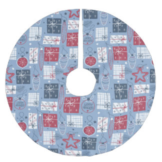 Weihnachten präsentiert Red White Blue festliche D Polyester Weihnachtsbaumdecke