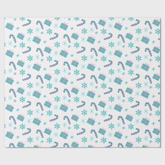 Weihnachten präsentiert Schneeflocken Moderne Weih Geschenkpapier (Flach)