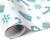 Weihnachten präsentiert Schneeflocken Moderne Weih Geschenkpapier (Rolleneckpunkt)