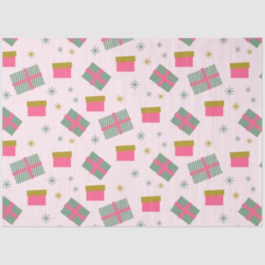 Weihnachten präsentiert Schneeflocken Rosa Weihnac Seidenpapier (Vorderseite)