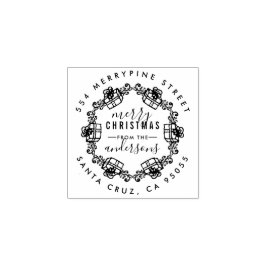 Weihnachten präsentiert Sketch-Kranz-Rücksendeadre Gummistempel