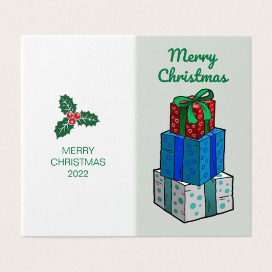 Weihnachten präsentiert Weihnachtskarte (Außenseite Aufgefaltet)