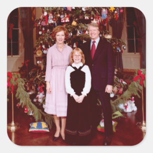 Weihnachten Präsident James Jimmy Carter Weißen Ha Quadratischer Aufkleber