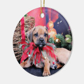 Weihnachten - Puggle - Gus Keramikornament (Links)