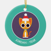 Weihnachten Purrl die Katze Keramikornament (Vorne)