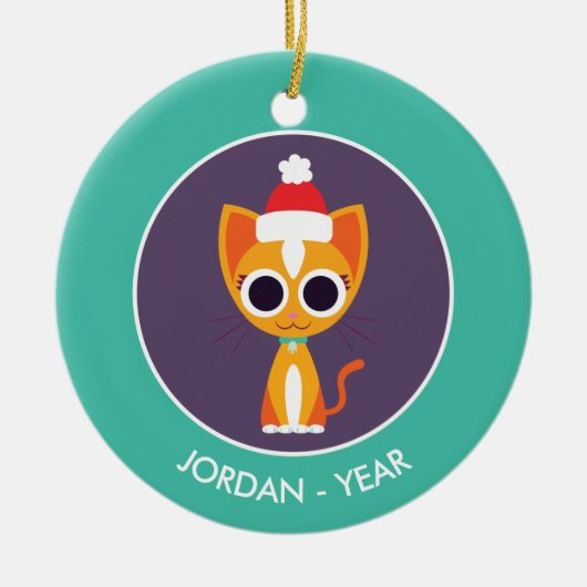 Weihnachten Purrl die Katze Keramikornament (Vorne)