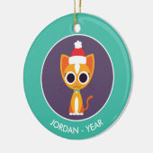 Weihnachten Purrl die Katze Keramikornament (Links)