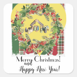 Weihnachten! Quadratischer Aufkleber