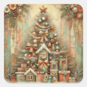 Weihnachten Quadratischer Aufkleber