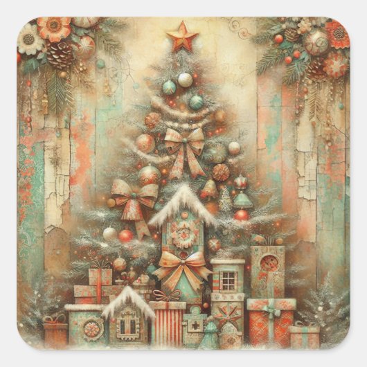 Weihnachten Quadratischer Aufkleber (Vorderseite)