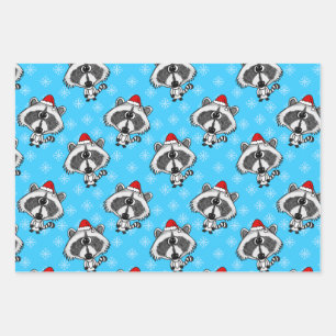 Weihnachten Raccoon Muster Natur Geschenkpapier Set