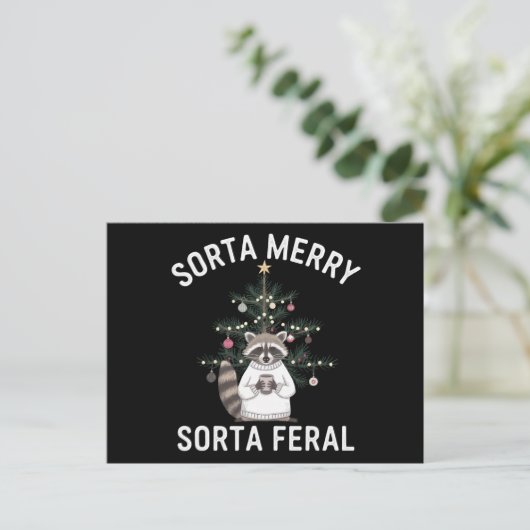 Weihnachten Raccoon Sorta Merry Sorta Feral Xmas (Stehend Vorderseite)