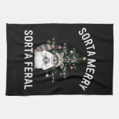 Weihnachten Raccoon Sorta Merry Sorta Feral Xmas Geschirrtuch (Horizontal)