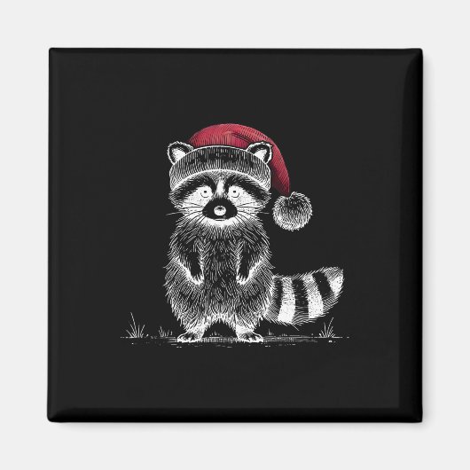 Weihnachten Raccoon Weihnachtsmannmütze Müll Panda Magnet (Vorne)