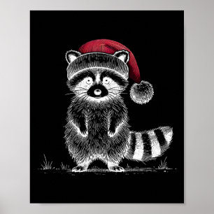 Weihnachten Raccoon Weihnachtsmannmütze Müll Panda Poster
