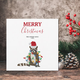 Weihnachten Raccoon Weihnachtsmannmütze Weihnachte