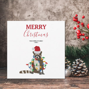 Weihnachten Raccoon Weihnachtsmannmütze Weihnachte