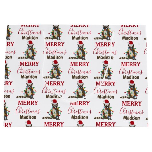 Weihnachten Raccoon Weihnachtsmannmütze Weihnachte Große Geschenktüte (Vorderseite)