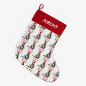 Weihnachten Raccoon Weihnachtsmannmütze Weihnachte Großer Weihnachtsstrumpf (Vorderansicht (hängend))