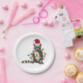 Weihnachten Raccoon Weihnachtsmannmütze Weihnachte Pappteller (Party)