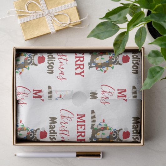 Weihnachten Raccoon Weihnachtsmannmütze Weihnachte Seidenpapier (Geschenk)