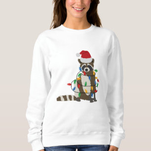 Weihnachten Raccoon Weihnachtsmannmütze Weihnachte Sweatshirt