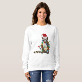 Weihnachten Raccoon Weihnachtsmannmütze Weihnachte Sweatshirt (Vorne ganz)