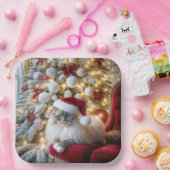 Weihnachten Ragdoll Cat On Red Vintag Chair Pappteller (Party)