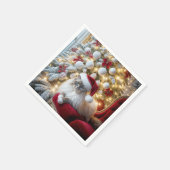Weihnachten Ragdoll Cat On Red Vintag Chair Serviette (Ecke)