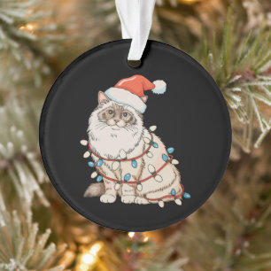 Weihnachten Ragdoll Süße Katze Weihnachtsmann Hut  Ornament