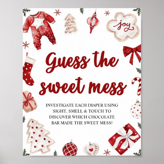 Weihnachten Raten Sie das Sweet Mess Baby Shower G Poster (Vorne)