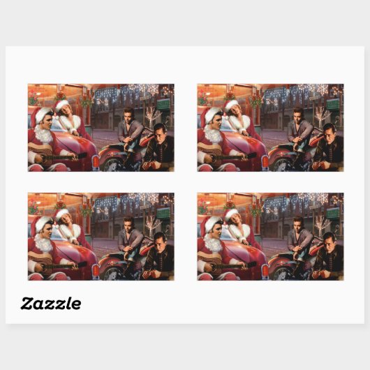 Weihnachten Rechteckiger Aufkleber (Blatt)