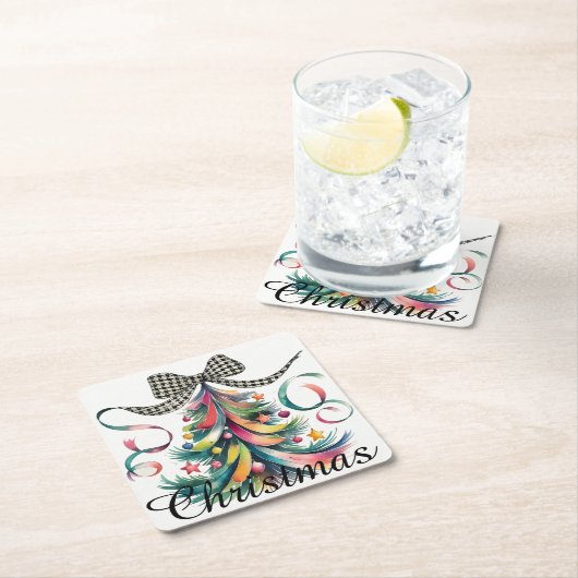 Weihnachten Rechteckiger Pappuntersetzer (Vor Ort)