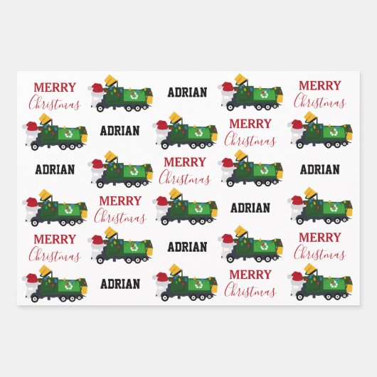 Weihnachten Recycelnd Garbage Truck Individuelle N Geschenkpapier Set (Vorderseite)