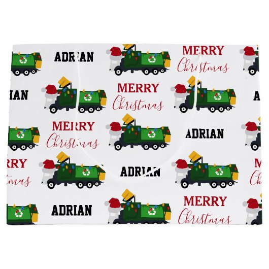 Weihnachten Recycelnd Garbage Truck Individuelle N Große Geschenktüte (Vorderseite)