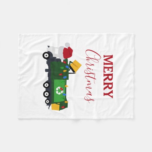 Weihnachten Recycelnd Müllwagen Fleecedecke (Vorderseite (Horizontal))