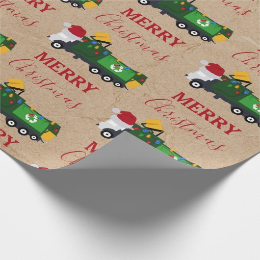 Weihnachten Recycelnd Müllwagen Geschenkpapier (Ecke)