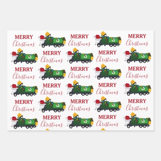 Weihnachten Recycelnd Müllwagen Geschenkpapier Set (Vorderseite)