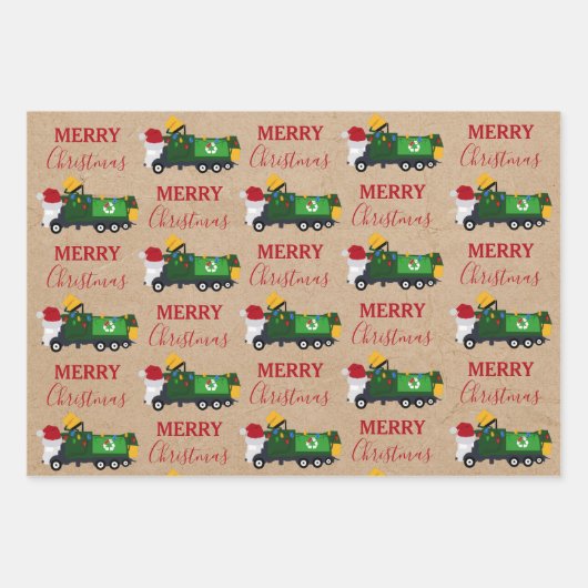 Weihnachten Recycelnd Müllwagen Geschenkpapier Set (Vorderseite)