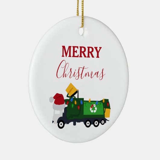 Weihnachten Recycelnd Müllwagen Keramik Ornament (Rechts)