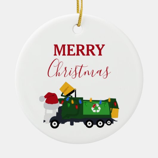 Weihnachten Recycelnd Müllwagen Keramik Ornament (Vorne)
