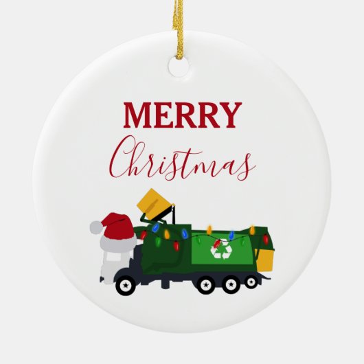 Weihnachten Recycelnd Müllwagen Keramik Ornament (Hinten)