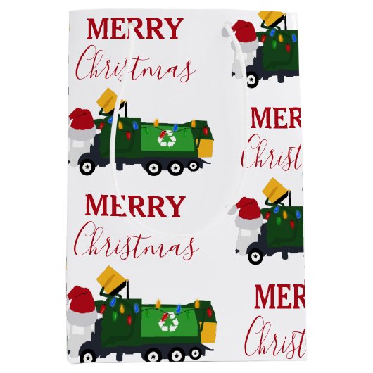 Weihnachten Recycelnd Müllwagen Mittlere Geschenktüte (Vorderseite)
