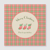 Weihnachten Red-Base Kariert Magnetkarte (Vorderseite)