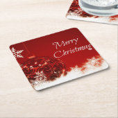 Weihnachten - Red Bauble und White Snowflakes Rechteckiger Pappuntersetzer (angewinkelt)
