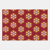 Weihnachten Red Gold Snowflake Muster kühne Modern Geschenkpapier Set (Vorderseite 3)