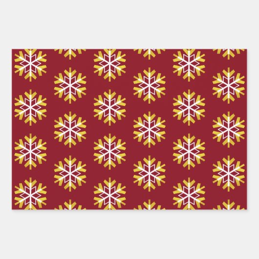 Weihnachten Red Gold Snowflake Muster kühne Modern Geschenkpapier Set (Vorderseite 3)