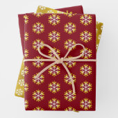 Weihnachten Red Gold Snowflake Muster kühne Modern Geschenkpapier Set (Beispiel)
